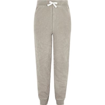 Girls grey washed high rise joggers